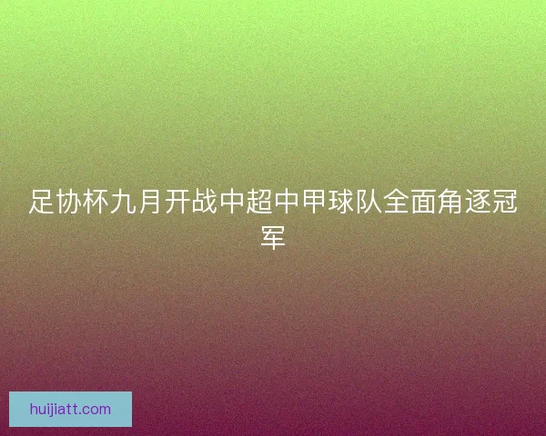 足协杯九月开战中超中甲球队全面角逐冠军